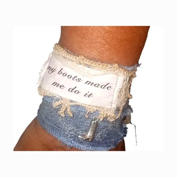 Boho Country Western Wrap Bracelet Silver Boot Charm Cowgirl Quote Saying Mantra - Picture 1 of 9